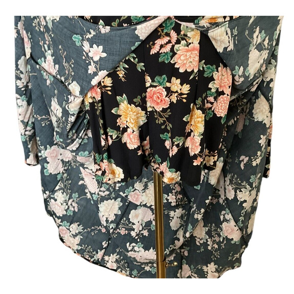 Forever 21 Womens Medium Black Floral Maxi Dress V Neck Cap Sleeve Contemporary - Picture 14 of 14